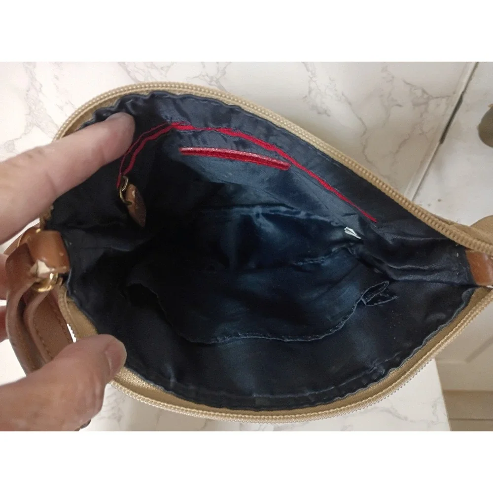TOMMY HILFIGER Beige Monogram Jacquard Crossbody Bag - EUC